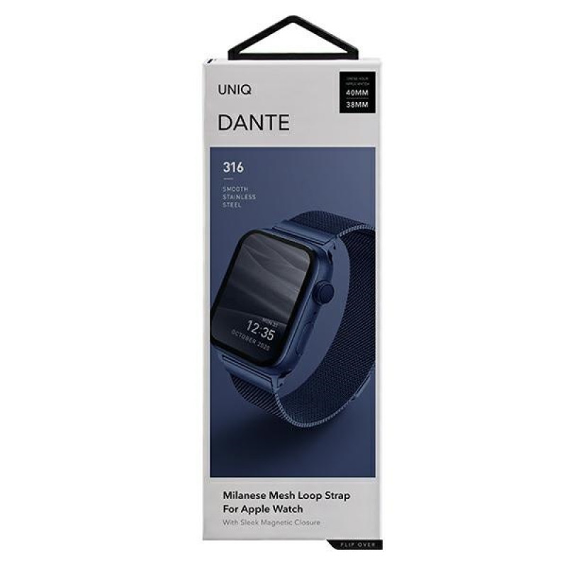 UNIQ Dante Edelstahlarmband für Apple Watch 4/5/6/7/SE 40/41 mm, Marine Blue