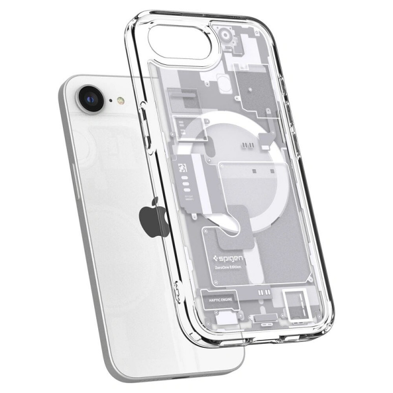 Spigen Ultra Hybrid Mag MagSafe Hülle für Apple iPhone 17e / 16e, Zero One, Weiß