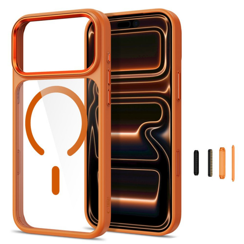 Tech-Protect Magmat MagSafe CC Hülle für Apple iPhone 17 Pro / 18 Pro, Cosmic Orange / clear