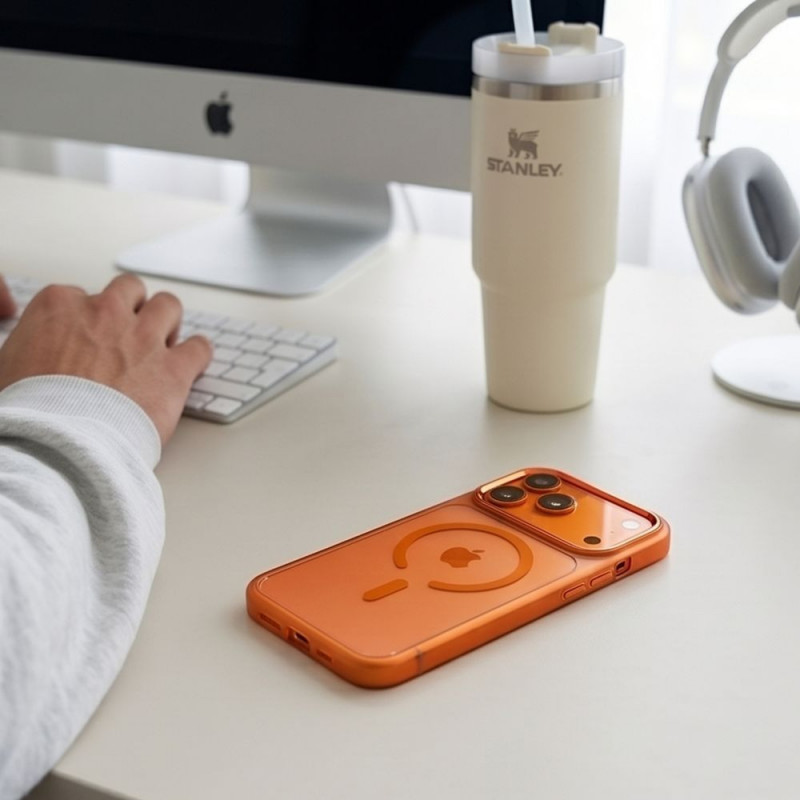 Tech-Protect Magmat MagSafe CC Hülle für Apple iPhone 17 Pro Max / 18 Pro Max, Cosmic Orange / clear