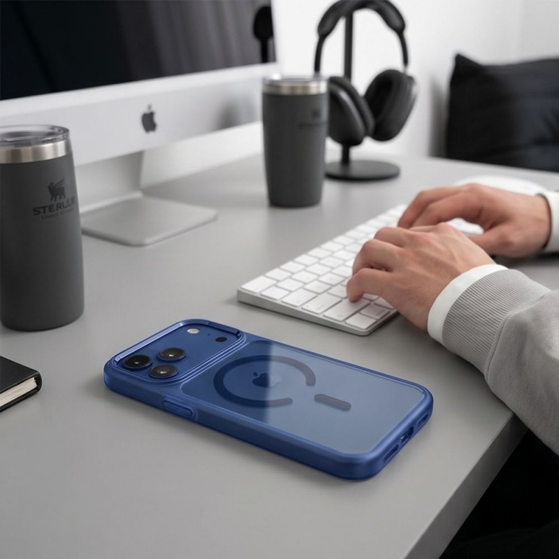 Tech-Protect Magmat MagSafe CC Hülle für Apple iPhone 17 Pro / 18 Pro, Deep Blue / clear