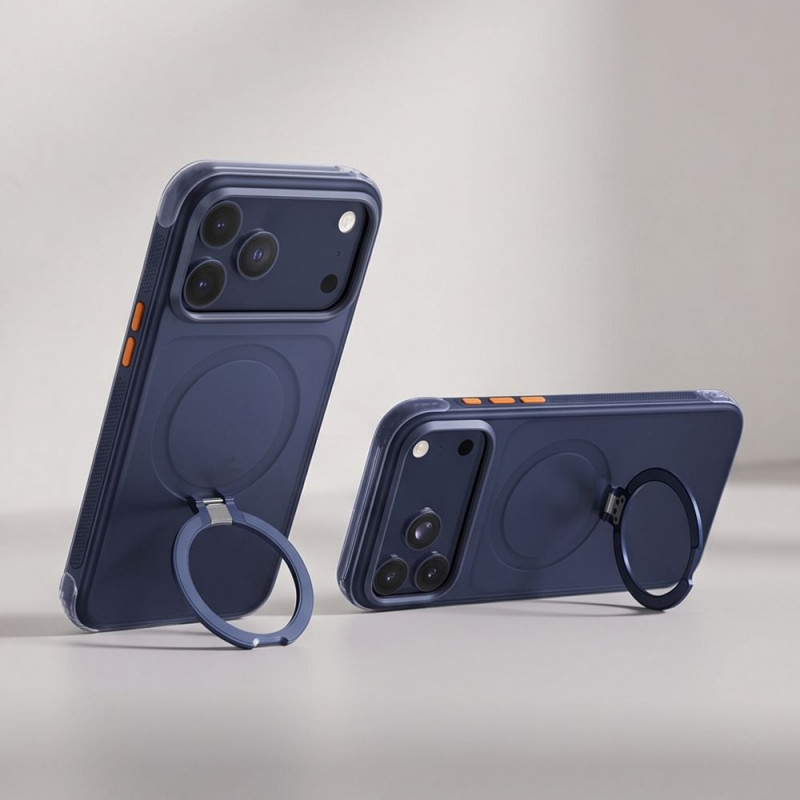 Tech-Protect MagAir Stand MagSafe CC Hülle für Apple iPhone 17 Pro / 18 Pro, Mattschwarz-Blau