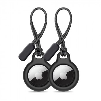 Tech-Protect Rough Chain Schlüsselanhänger-Hülle für Apple AirTag, Schwarz (2 Stk.)