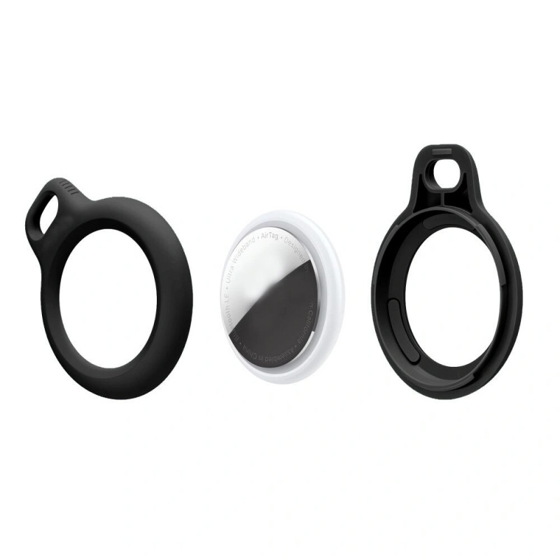 Tech-Protect Rough Chain Schlüsselanhänger-Hülle für Apple AirTag, Schwarz (2 Stk.)