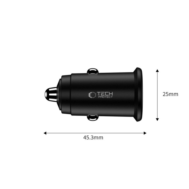 Tech-Protect CC02 2-Port Kfz-Ladegerät USB-A / USB-C, PD 35W / QC 3.0, Schwarz (THP4079)