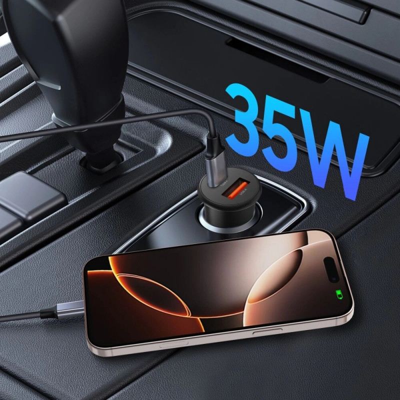 Tech-Protect CC02 2-Port Kfz-Ladegerät USB-A / USB-C, PD 35W / QC 3.0, Schwarz (THP4079)