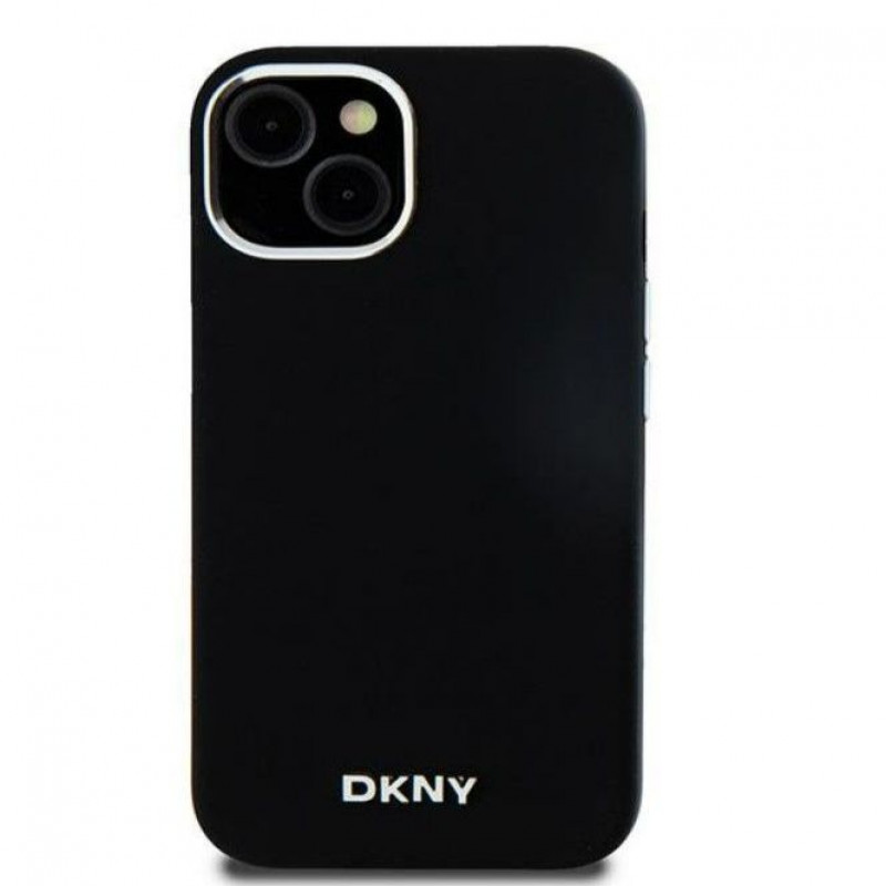 DKNY Apple iPhone 15 Hardcase Liquid Silicone Small Metal Logo MagSafe, schwarz