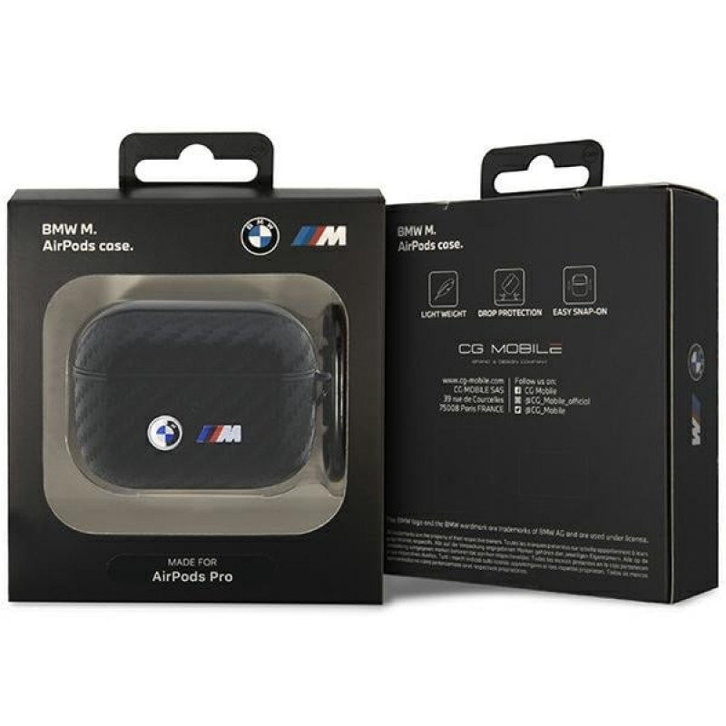 BMW BMAPWMPUCA2 Carbon Double Metal Logo Hülle für Apple AirPods Pro, schwarz