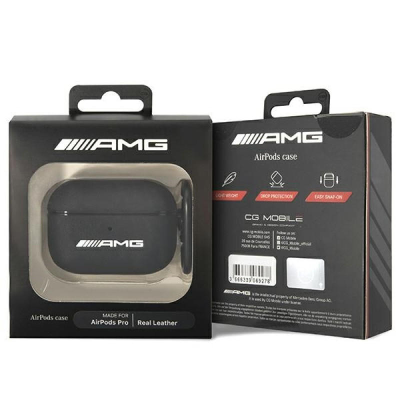 Mercedes-AMG AMAPSLWK Apple AirPods Pro Hülle AMG Leather Big Logo, Schwarz
