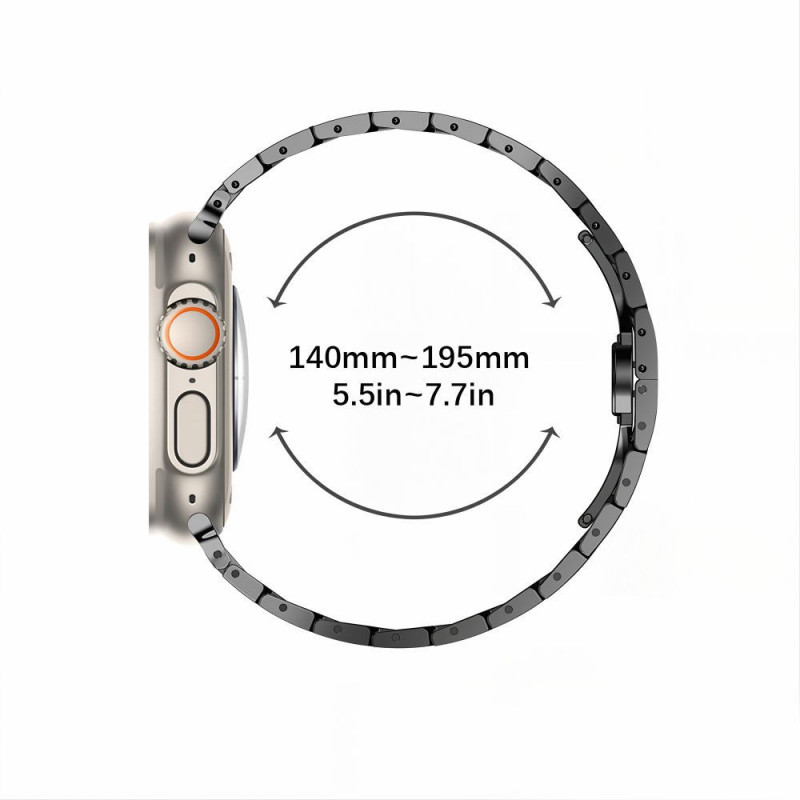 Tech-Protect Stainless THP6100 Apple Watch 8 / 9 / 10 / 11 / 12 / SE / Ultra 44/45/46/49 mm Edelstahlarmband, Titan/Orange