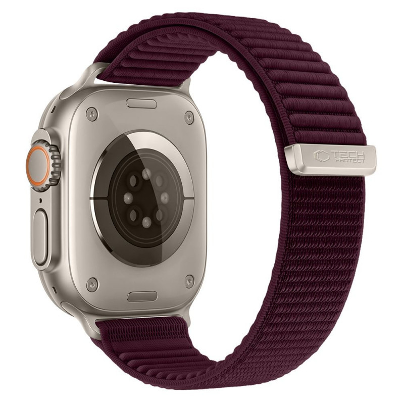 Tech-Protect Nylonloop Apple Watch 8 / 9 / 10 / 11 / 12 / SE / Ultra 44/45/46/49 mm Armband, Deep Burgundy