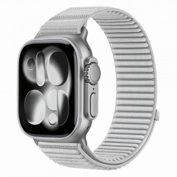 Tech-Protect Nylonloop Apple Watch 8 / 9 / 10 / 11 / 12 / SE / Ultra 44/45/46/49 mm Armband, hellgrau