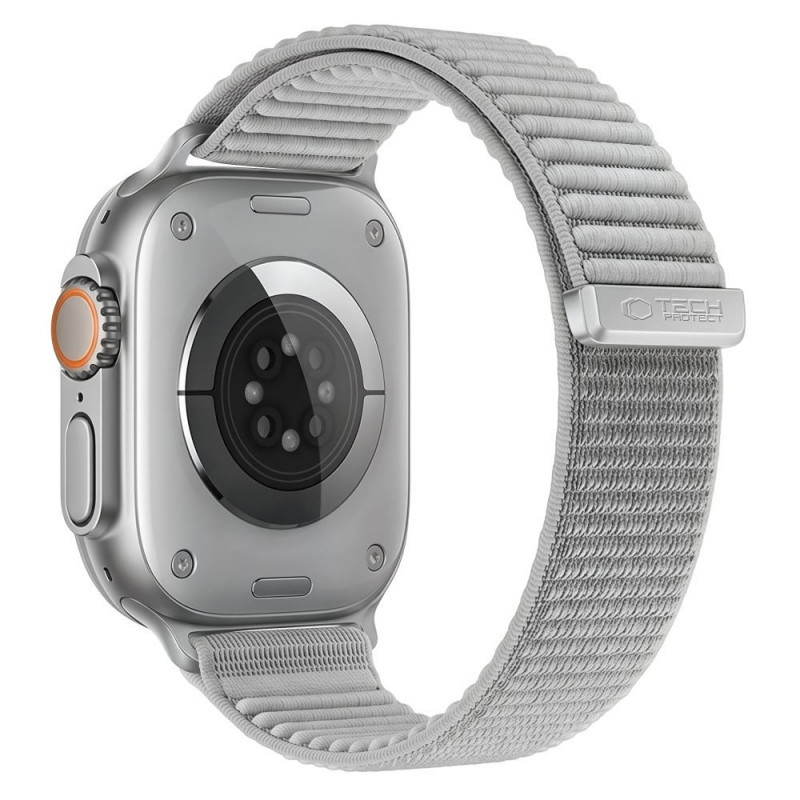 Tech-Protect Nylonloop Apple Watch 8 / 9 / 10 / 11 / 12 / SE / Ultra 44/45/46/49 mm Armband, hellgrau