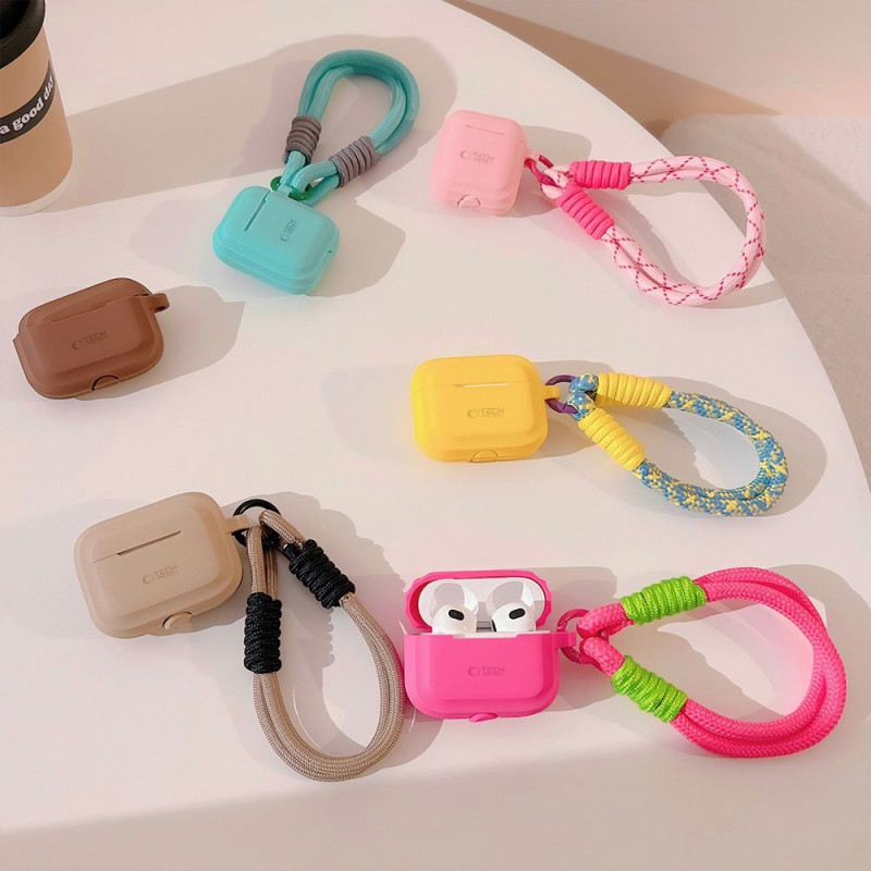 Tech-Protect Silikon-Seilhülle für Apple AirPods Pro 1 / 2, Cafe Latte