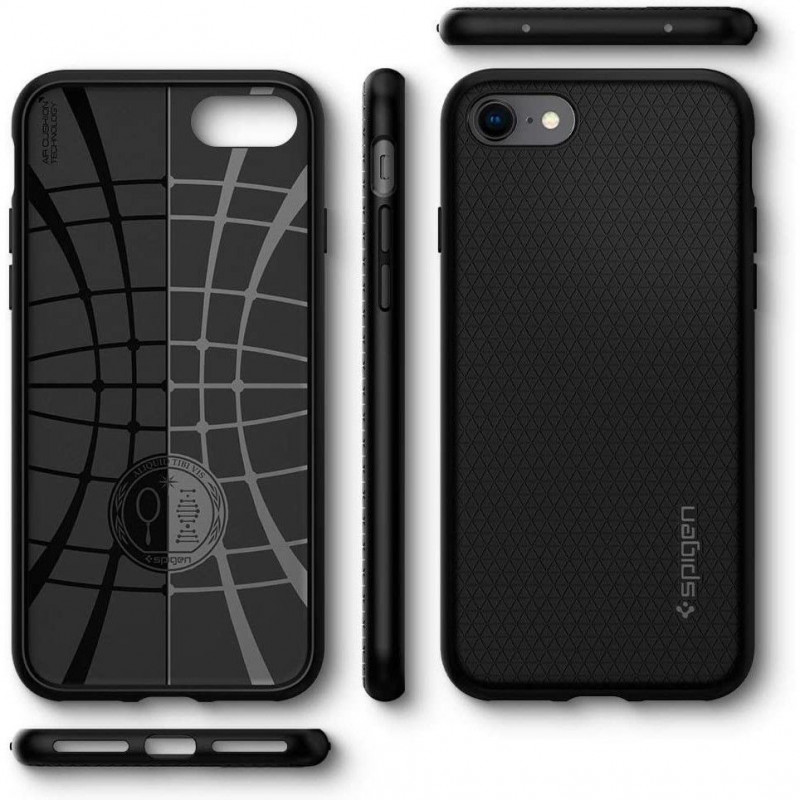 Spigen Liquid Air Hülle für Apple iPhone SE 2022 / SE 2020 / 8 / 7, Schwarz