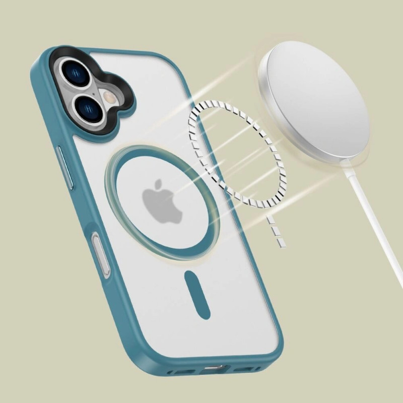 Tech-Protect MagMat MagSafe Hülle für Apple iPhone 16, Mattschwarz-Türkis