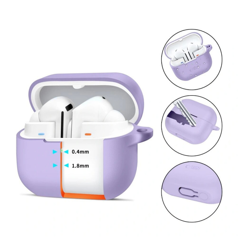 Tech-Protect Silikon-Hook-Hülle für Samsung Galaxy Buds 3 / 3 FE / 3 Pro, Lavender
