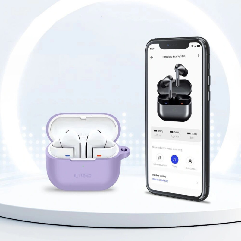 Tech-Protect Silikon-Hook-Hülle für Samsung Galaxy Buds 3 / 3 FE / 3 Pro, Lavender