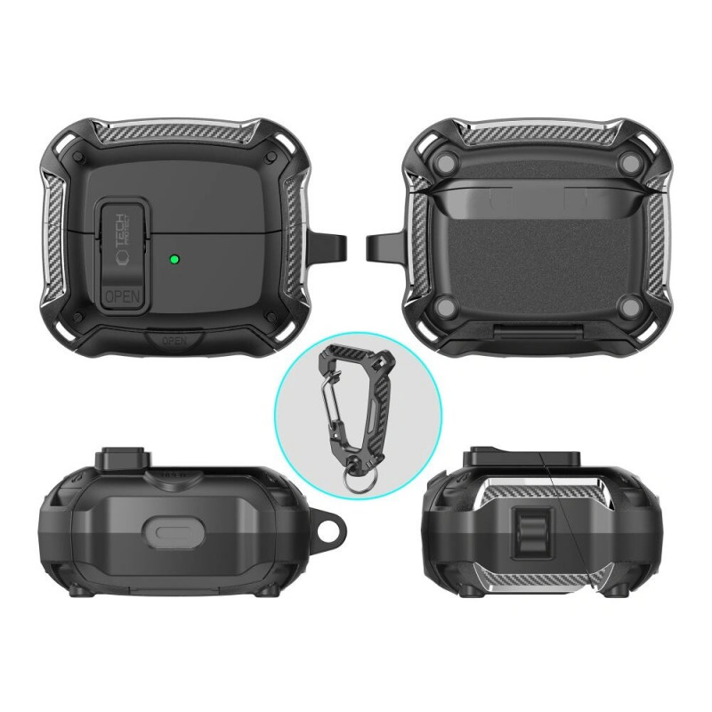 Tech-Protect Carbonox MagSafe Hülle THP4736 für Samsung Galaxy Buds 3 / 3 FE / 3 Pro, Schwarz