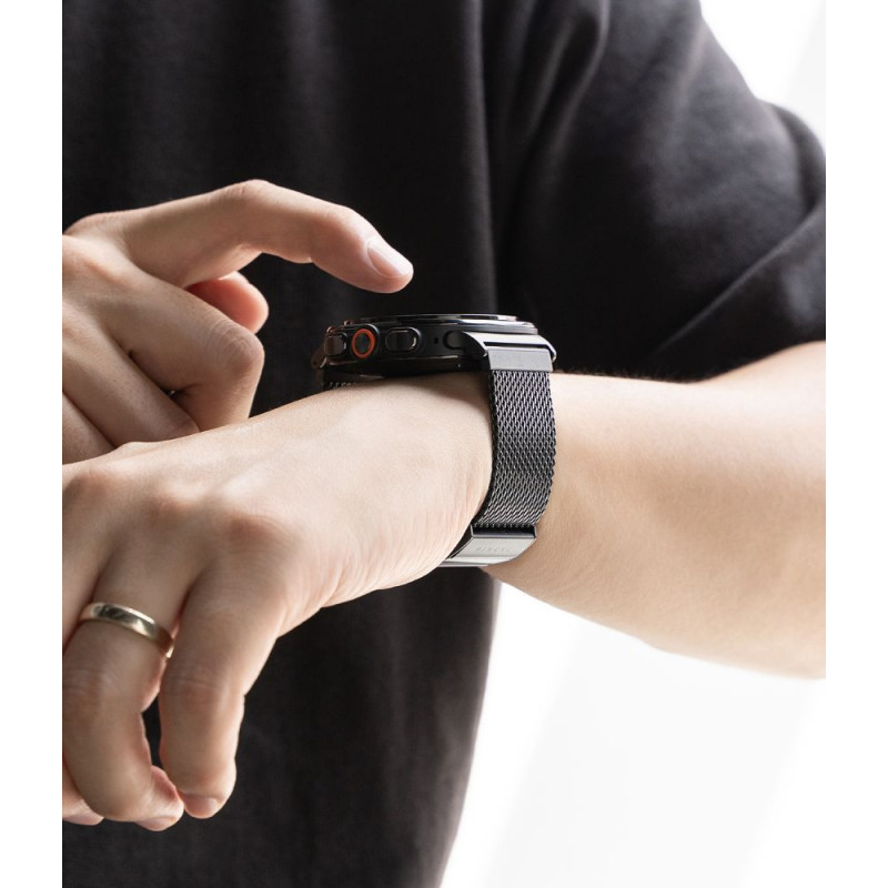 Ringke Metal One Mesh RGK12092 Armband für Samsung Galaxy Watch Ultra 1 / 2 (2024-2026) 47 mm, Schwarz