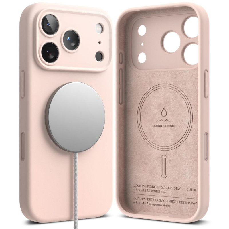 Ringke Silikon Magnetische MagSafe Hülle für Apple iPhone 18 Pro, Pink Sand