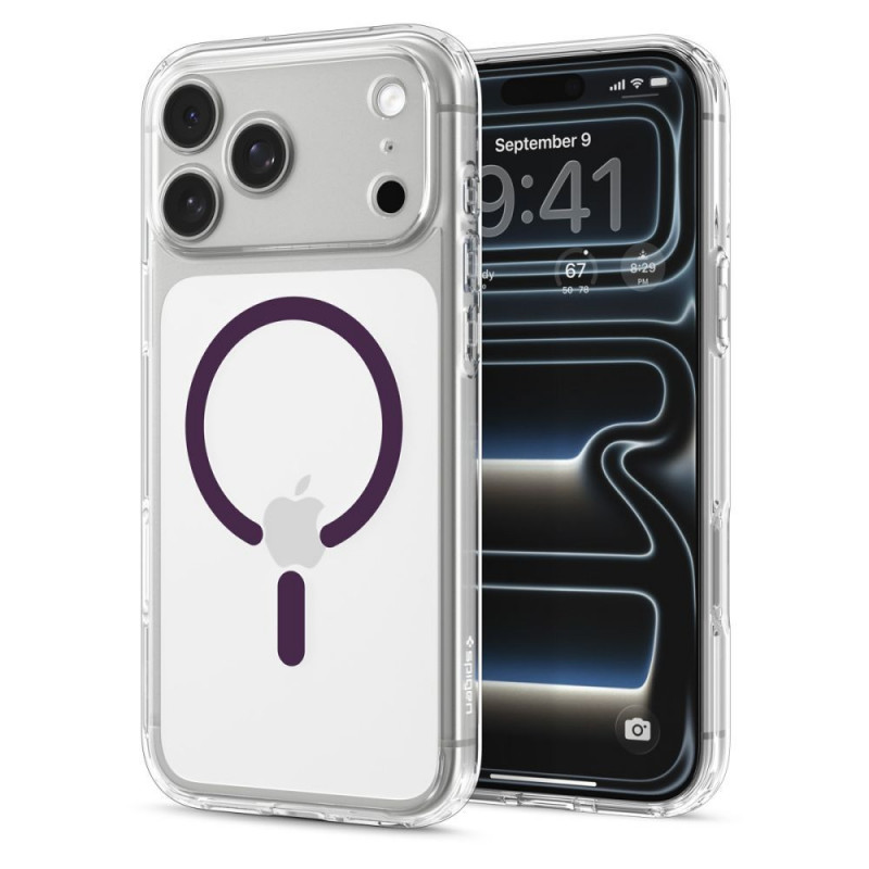 Spigen Ultra Hybrid MagSafe Hülle für Apple iPhone 17 Pro / 18 Pro, Clear/burgundy
