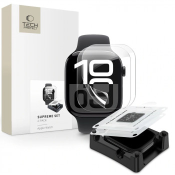 Tech-Protect Supreme Set Hydrogel-Folie für Apple Watch 10 / 11 42 mm, transparent (2 Stk.)