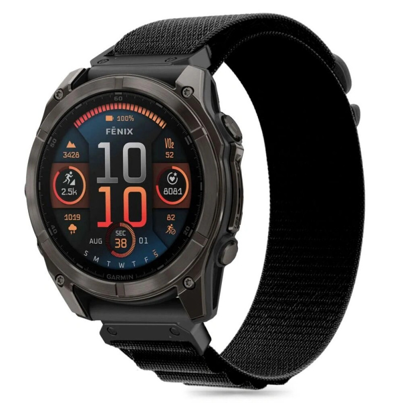 Tech-Protect Nylon Pro Armband für Garmin Fenix 5 / 6 / 6 Pro / 7 / 8 (47 mm) / E, Schwarz