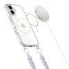 Tech-Protect FlexAir Chain MagSafe Hülle für Apple iPhone 16, transparent, mit grauen und pinken Lanyards
