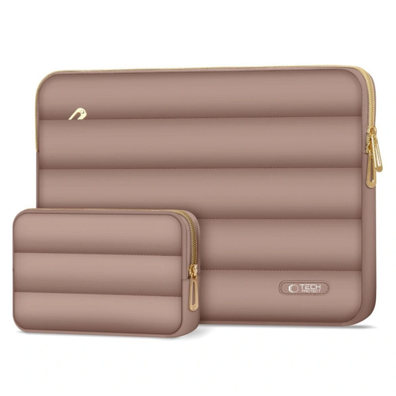Tech-Protect Puffy Laptop-Tasche 13-14" mit Zubehörtasche, Walnut