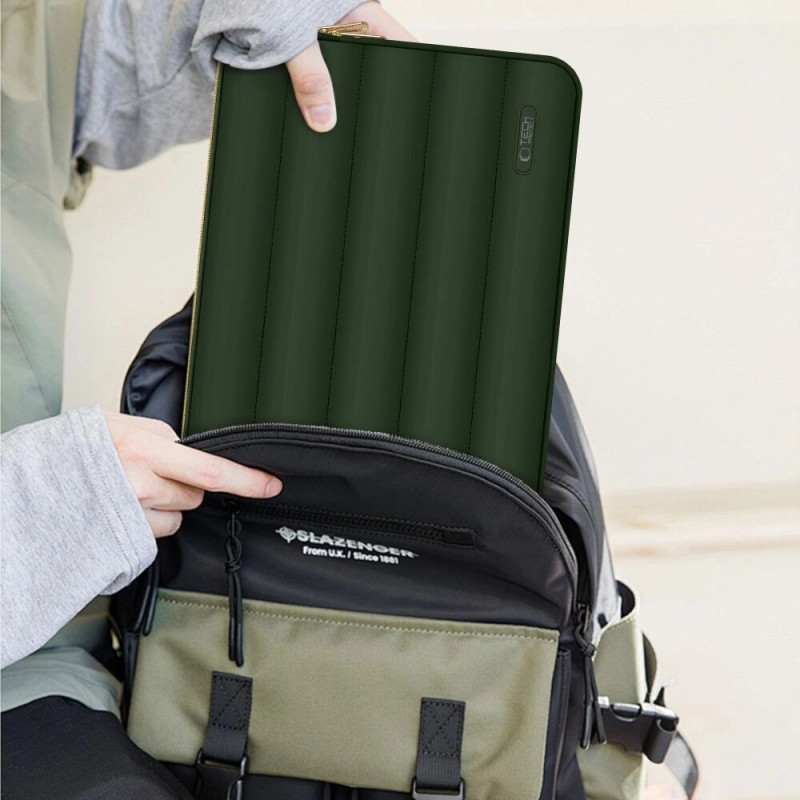 Tech-Protect Puffy Laptoptasche 15-16" mit Zubehörtasche, Army Green