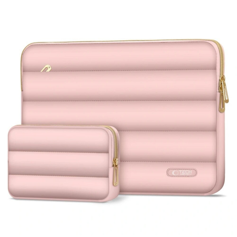 Tech-Protect Puffy Laptoptasche 13-14" mit Zubehörtasche, Dusty Rose