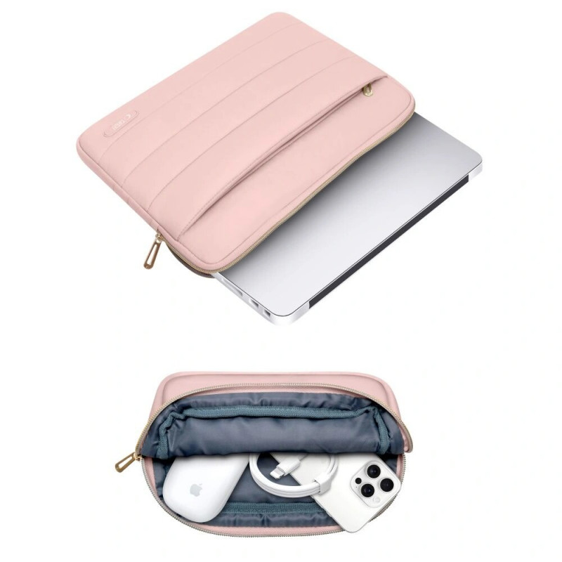 Tech-Protect Puffy Laptoptasche 13-14" mit Zubehörtasche, Dusty Rose