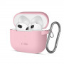 Tech-Protect Silikon-Hook-Hülle für Apple AirPods 3 mit Karabiner, Dusty Pink