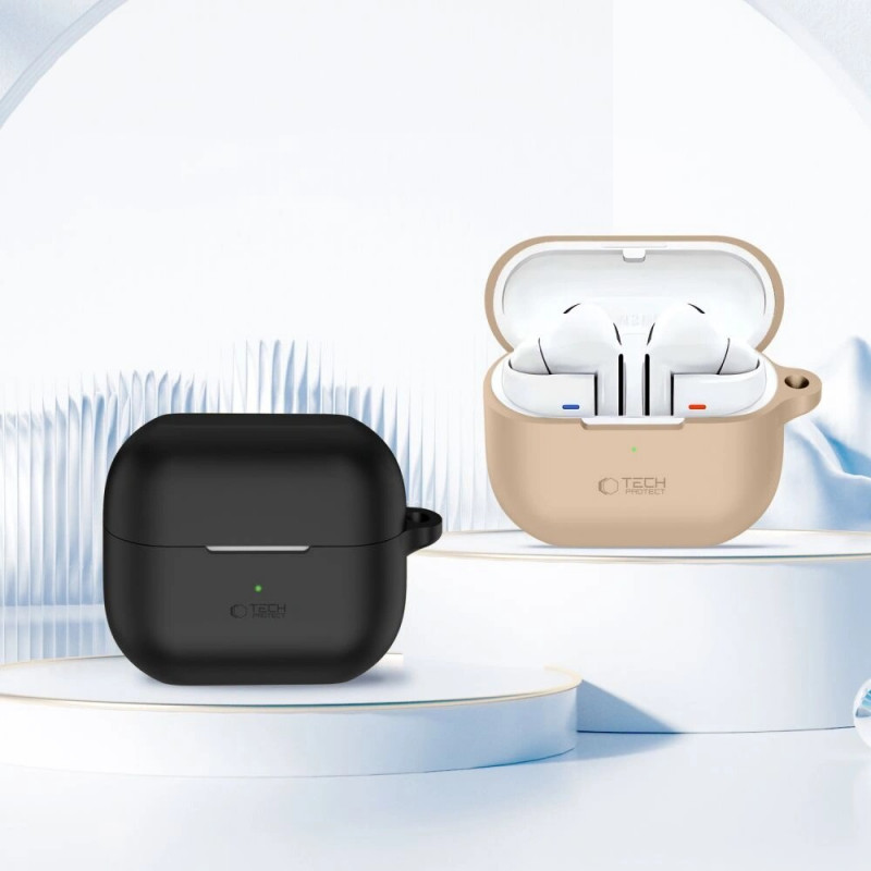 Tech-Protect Silikon-Hook-Hülle für Samsung Galaxy Buds 3 / 3 Pro, Cafe Latte