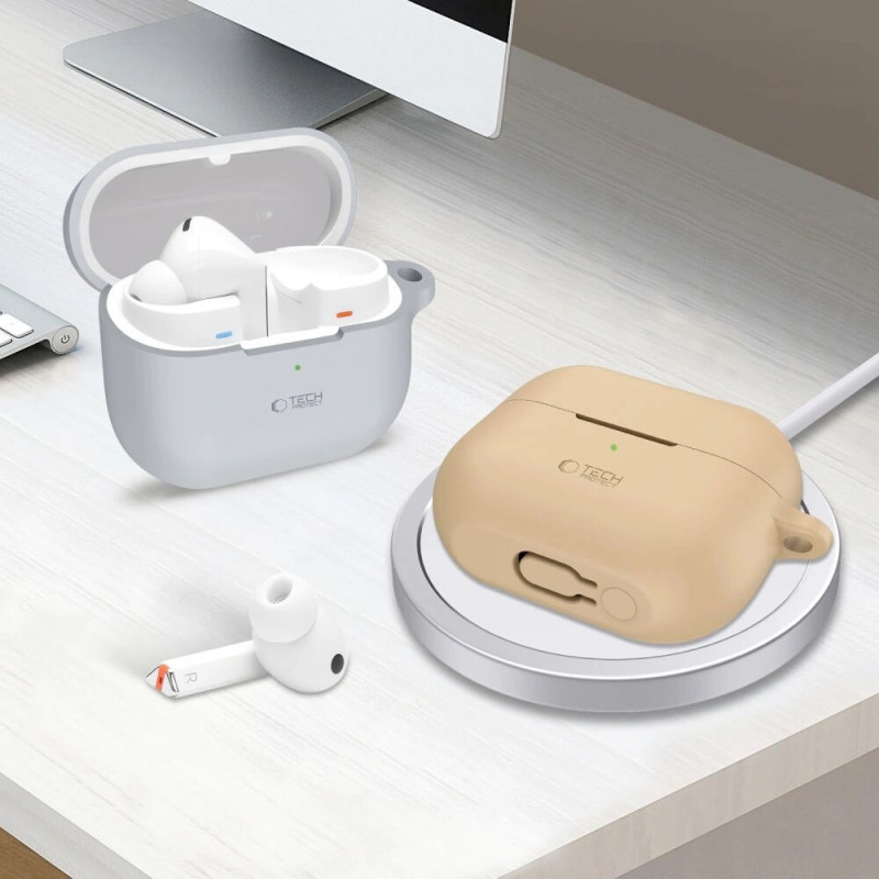 Tech-Protect Silikon-Hook-Hülle für Samsung Galaxy Buds 3 / 3 Pro, Cafe Latte