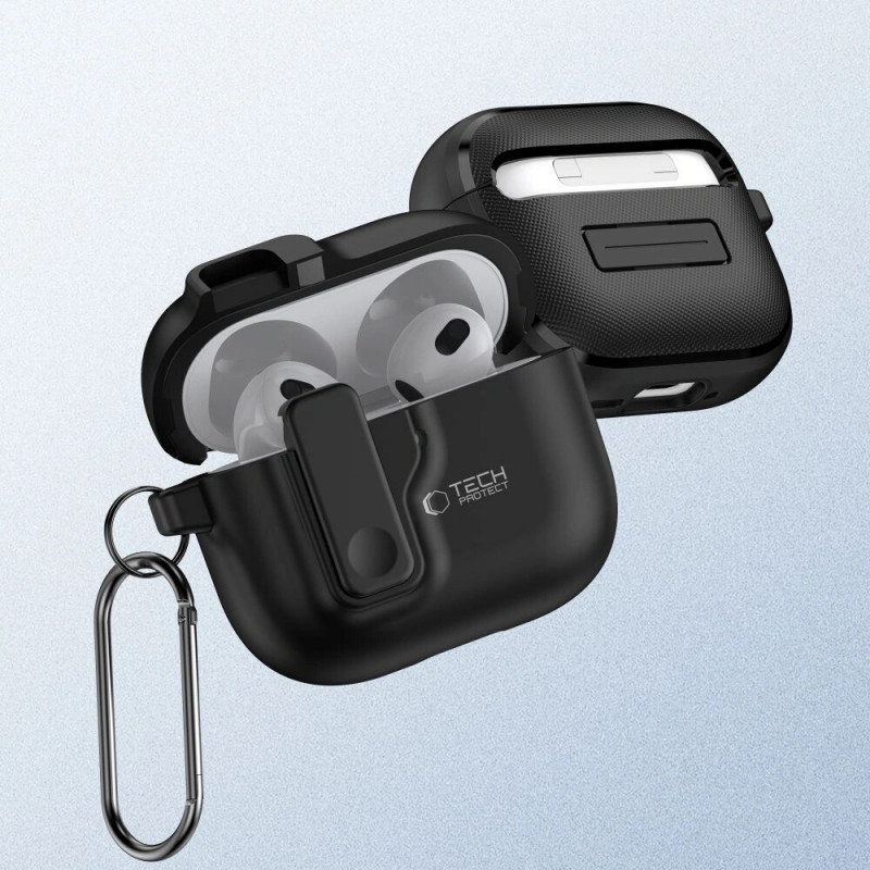 Tech-Protect Slim Hook Hülle für Apple AirPods 4, Schwarz