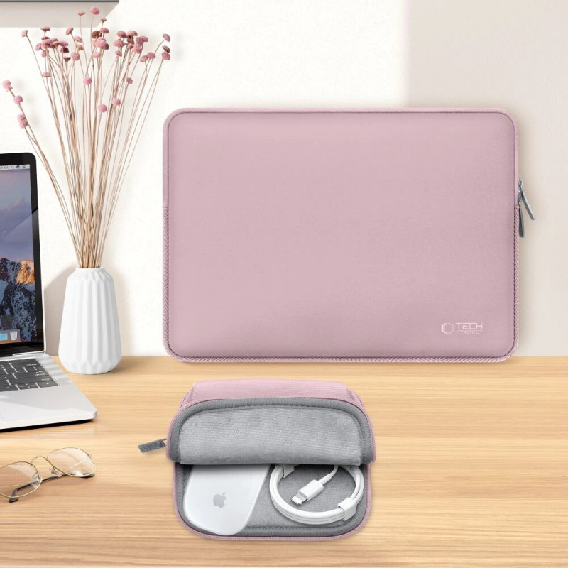 Tech-Protect NeoSlim Laptoptasche 15-16" mit Zubehörtasche, Dusty Rose