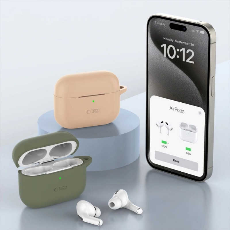 Tech-Protect Silikon-Haken-Hülle mit Karabiner für Apple AirPods Pro 1 / 2, Baby Blue