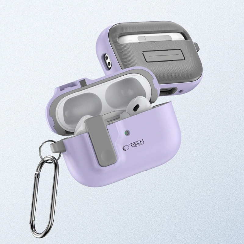 Tech-Protect Slim Hook Hülle mit Karabiner für Apple AirPods Pro 1 / 2, Lavender