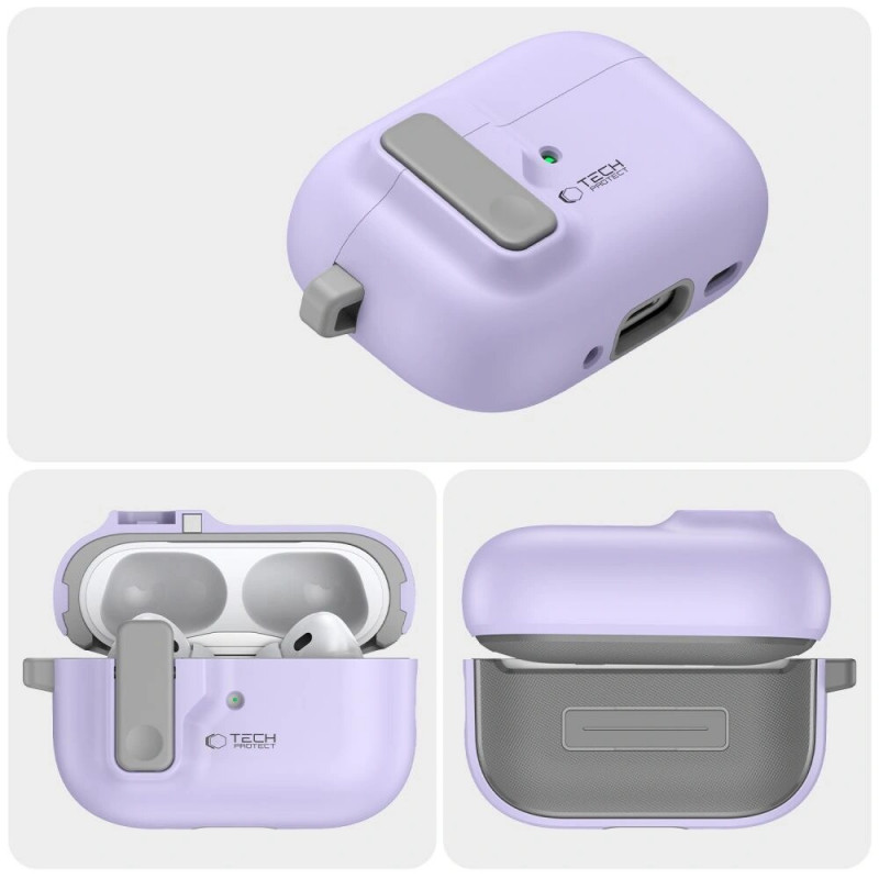 Tech-Protect Slim Hook Hülle mit Karabiner für Apple AirPods Pro 1 / 2, Lavender
