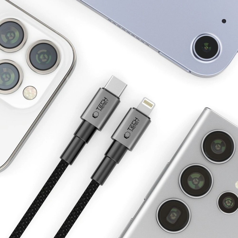 Tech-Protect Ultraboost DNA USB-C / Lightning Kabel PD27W/3A 200 cm, Iron Grey