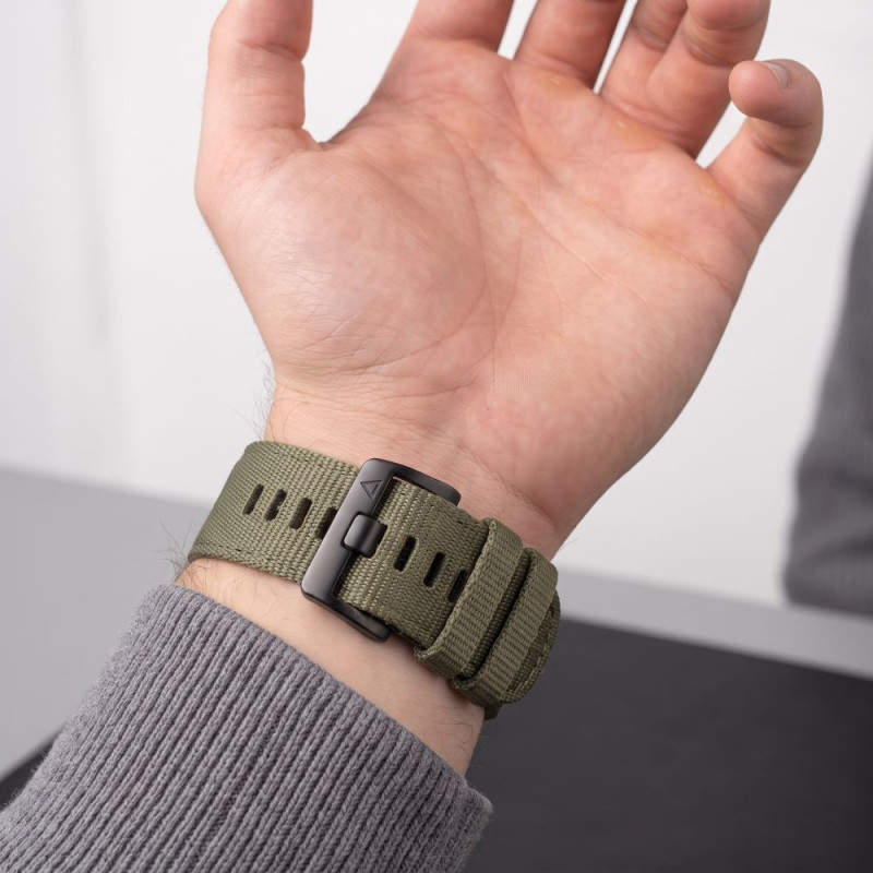 Tech-Protect Nylon Classic Armbanduhrarmband für Garmin Fenix 5X / 5X Plus / 6X / 6X Pro / 7X / 8 / 8 Pro / 9 / 9 Pro 47 mm, Military Green