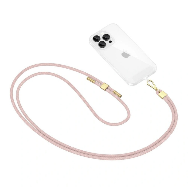 Tech-Protect C2S Rope Crossbody Handyband, Baby Pink/gold