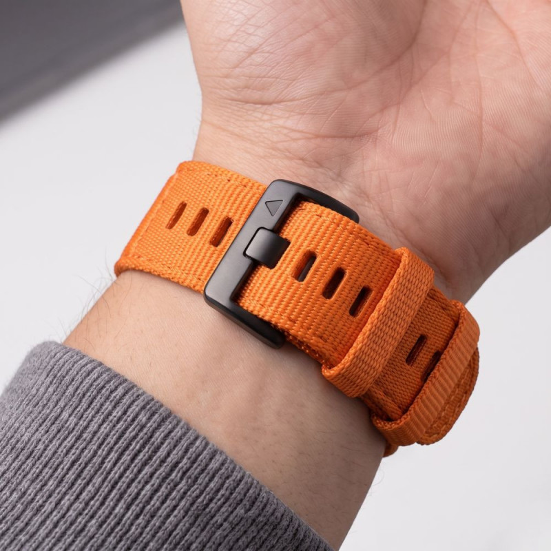 Tech-Protect Nylon Classic Armbanduhrarmband für Garmin Fenix 5X / 5X Plus / 6X / 6X Pro / 7X / 8 / 8 Pro / 9 / 9 Pro 47 mm, Signal Orange