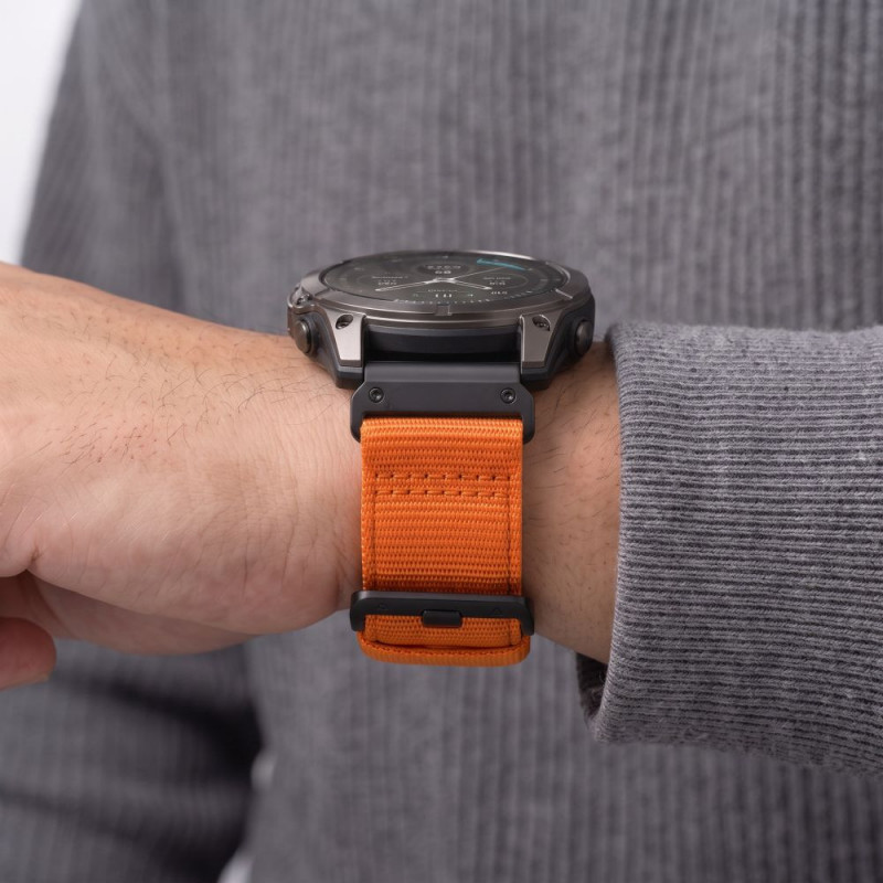 Tech-Protect Nylon Classic Armbanduhrarmband für Garmin Fenix 5X / 5X Plus / 6X / 6X Pro / 7X / 8 / 8 Pro / 9 / 9 Pro 47 mm, Signal Orange