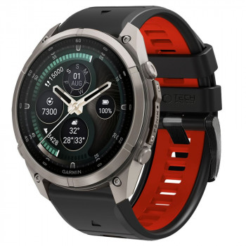 Tech-Protect Iconband Pro Armband für Garmin Fenix 5X / 5X Plus / 6X / 6X Pro / 7X / 8 / 8 Pro / 9 / 9 Pro (47 mm), schwarz / rot