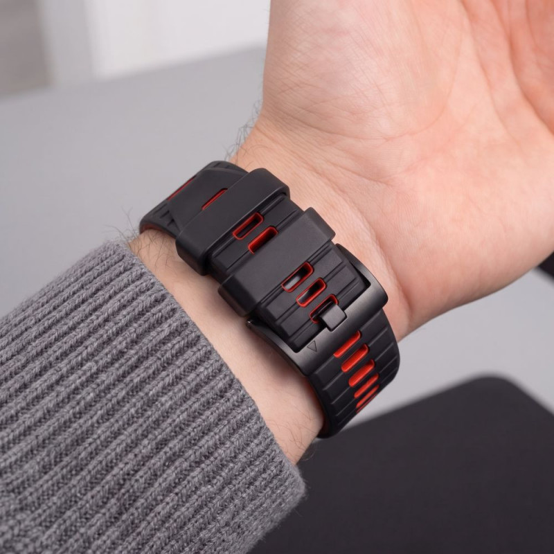 Tech-Protect Iconband Pro Armband für Garmin Fenix 5X / 5X Plus / 6X / 6X Pro / 7X / 8 / 8 Pro / 9 / 9 Pro (47 mm), schwarz / rot