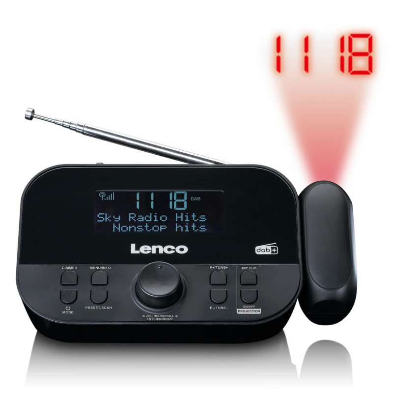 Lenco CR-615BK Radiowecker mit Projektion, DAB+/FM, schwarz
