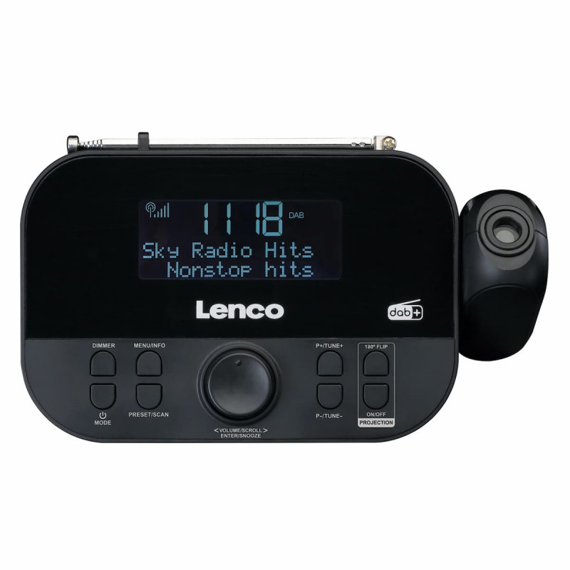 Lenco CR-615BK Radiowecker mit Projektion, DAB+/FM, schwarz